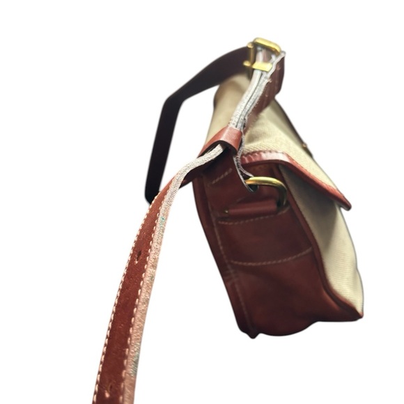 RARE Vintage Roots Stephy’s Bag Linen with leather trim - Picture 2 of 10